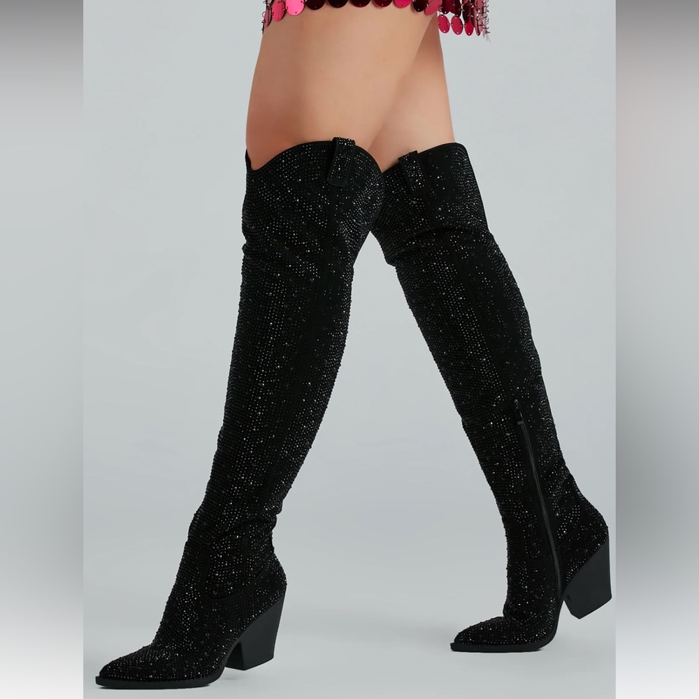 Windsor knee high rhinestone boots